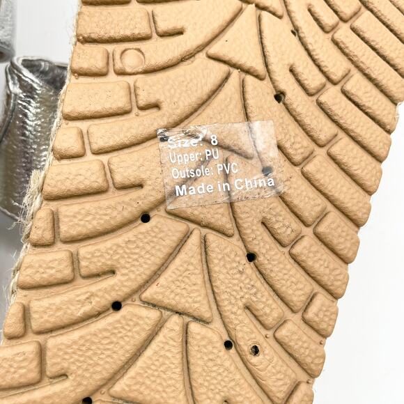 Olivia Miller Womens 8 Slide Sandal Silver Metallic Espadrille Platform Summer - Picture 7 of 10